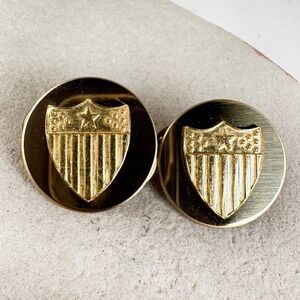 Vintage Lot‎ 2 Adjutant General's Corps Lapel Pins Shiny Gold Ballou Backs